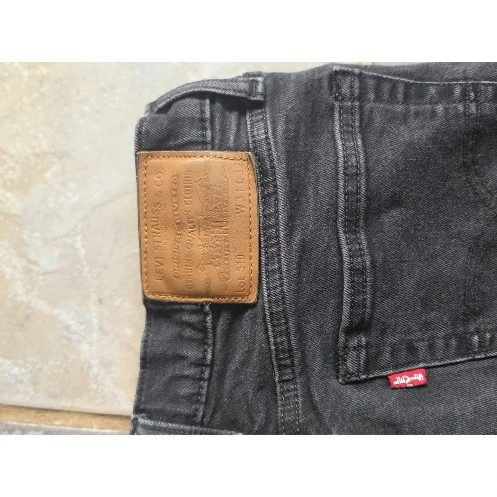 Levi's 510 Men's Black Denim Skinny Slim Fit Low Rise Jeans 31 x 32